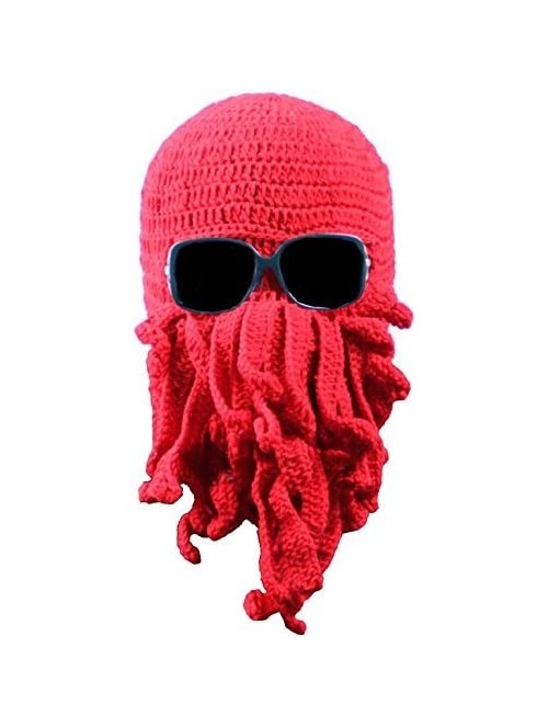 Skullies & Beanies Octopus Beanie Hat For Men Winter Warm Skiing Biking Costume Squid Mask (Red) - Red - CW12GA870IV $14.42
