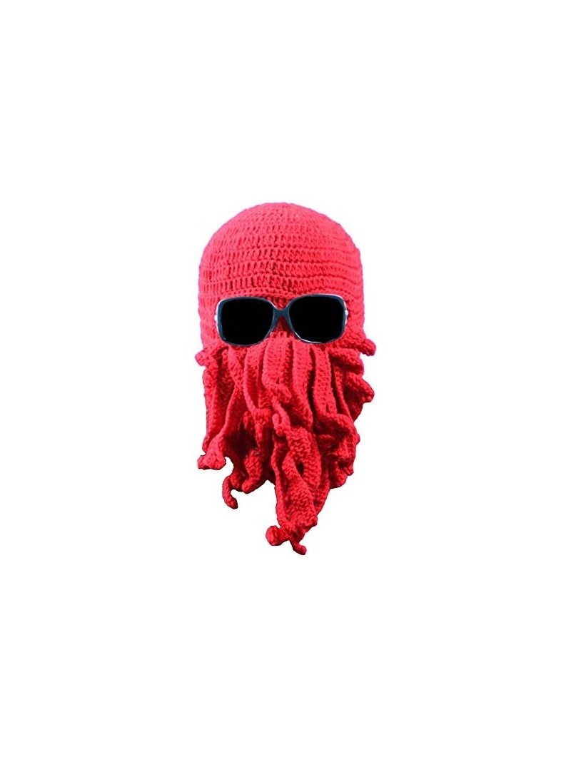 Skullies & Beanies Octopus Beanie Hat For Men Winter Warm Skiing Biking Costume Squid Mask (Red) - Red - CW12GA870IV $14.42