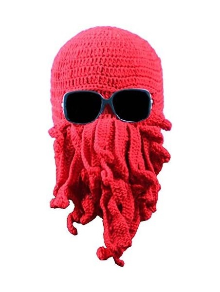 Skullies & Beanies Octopus Beanie Hat For Men Winter Warm Skiing Biking Costume Squid Mask (Red) - Red - CW12GA870IV $14.42