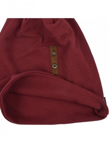 Skullies & Beanies Men's Oversize Slouch Beanie Slouchy Skullcap Large Baggy Hat - Button-claret1 - CH18UMA8HR3 $19.28