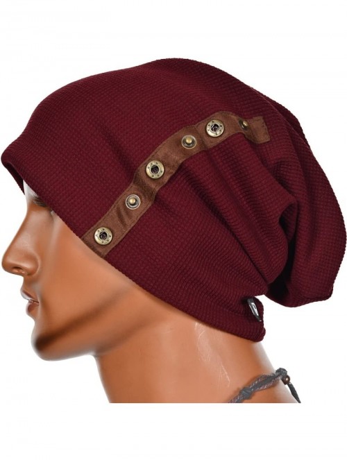 Skullies & Beanies Men's Oversize Slouch Beanie Slouchy Skullcap Large Baggy Hat - Button-claret1 - CH18UMA8HR3 $19.28