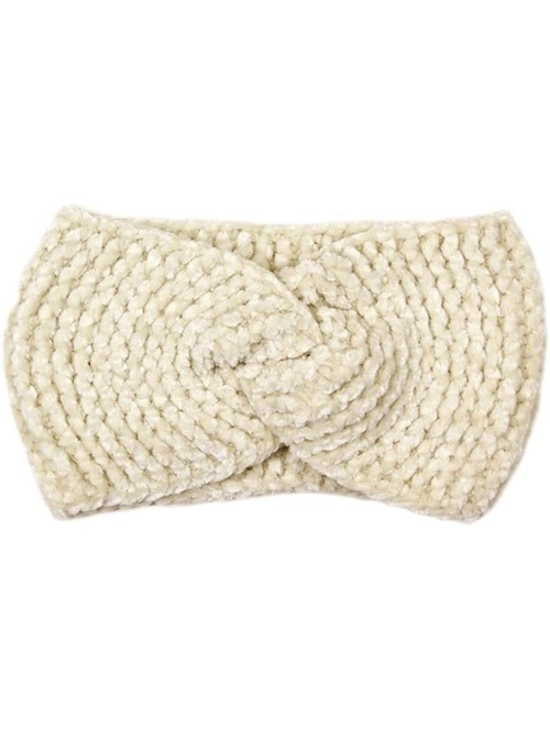 Cold Weather Headbands Women's Winter Knitted Headband Ear Warmer Head Wrap (Flower/Twisted/Checkered) - Twisted-ivory - CC18...