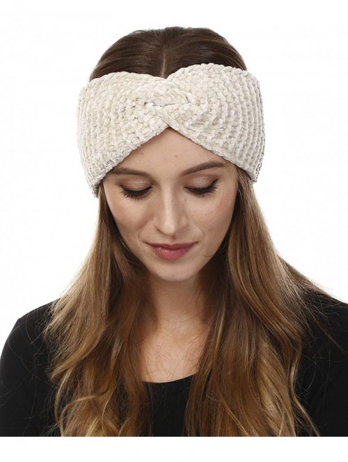 Cold Weather Headbands Women's Winter Knitted Headband Ear Warmer Head Wrap (Flower/Twisted/Checkered) - Twisted-ivory - CC18...