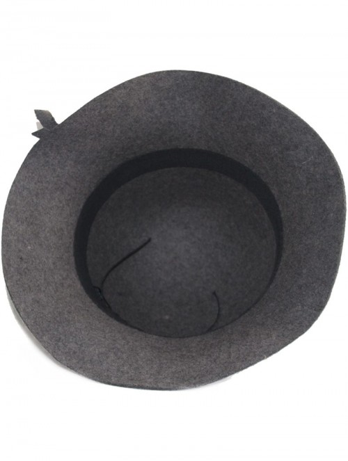 Fedoras Women's Wide Brim Wool Cloche Hat Winter Hats Grey Black - Grey - CX17XYYECZN $44.30