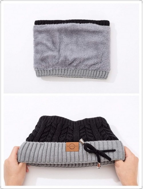 Skullies & Beanies Unisex Cozy Knit Beanie with Fuzzy Pom and Soft Stretch Scarf Set - Thin Mellow Pattern - CH18Y0EEKKI $14.91