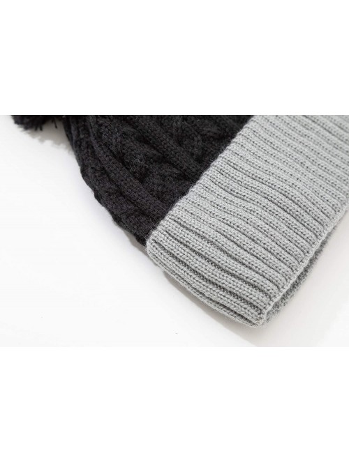 Skullies & Beanies Unisex Cozy Knit Beanie with Fuzzy Pom and Soft Stretch Scarf Set - Thin Mellow Pattern - CH18Y0EEKKI $14.91