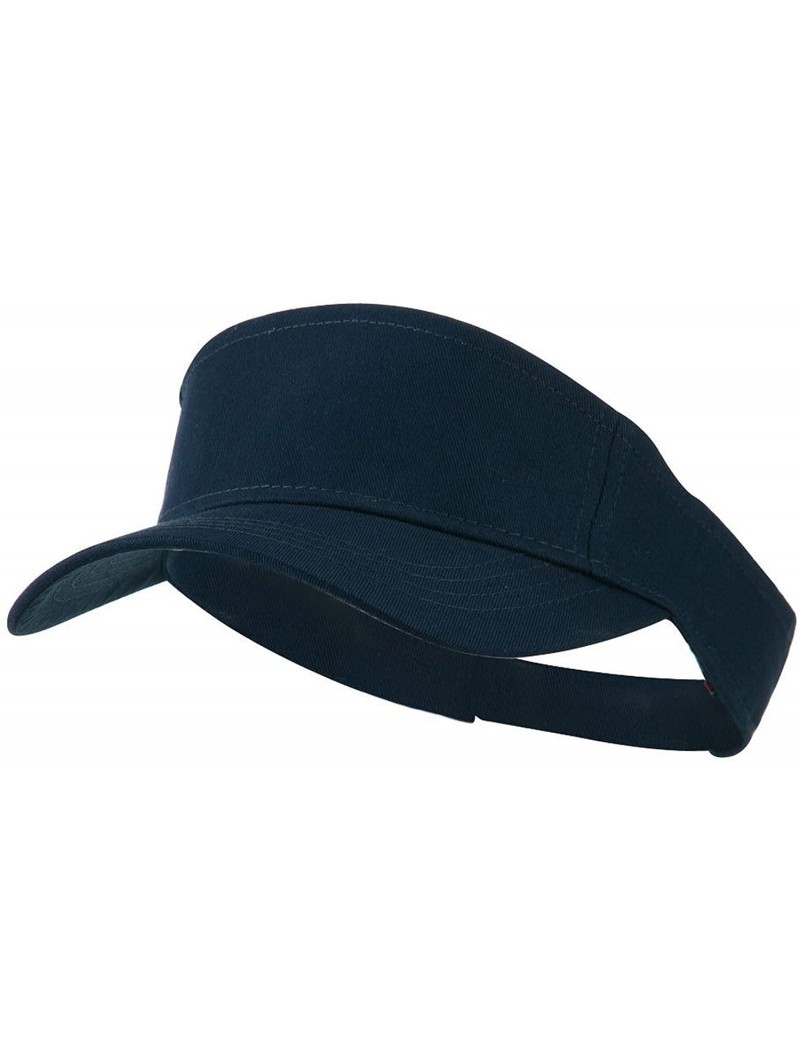 Visors Promotional Cotton Twill Sports Visor - Navy Blue - CK11KAZ5HFJ $14.80