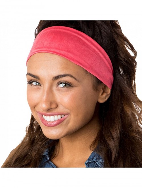 Headbands Adjustable & Stretchy Crushed Xflex Wide Headbands for Women Girls & Teens - Crushed Coral - CL12NA38F14 $16.30