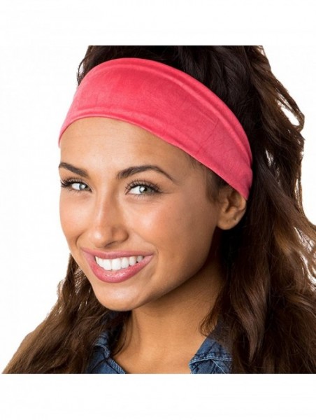 Headbands Adjustable & Stretchy Crushed Xflex Wide Headbands for Women Girls & Teens - Crushed Coral - CL12NA38F14 $16.30