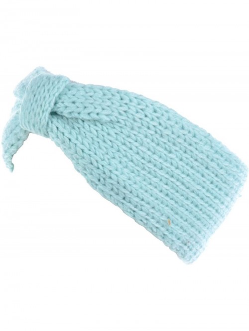 Cold Weather Headbands Womens Winter Chic Turban Bowknot/Floral Crochet Knit Headband Ear Warmer - Knit Bowknot Light Turquoi...