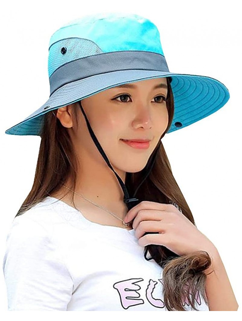 Bucket Hats Outdoor UPF 50+ UV Sun Protection Waterproof Breathable Wide Brim Bucket Sun Hat for Men/Women - Blue - C518OA8NE...