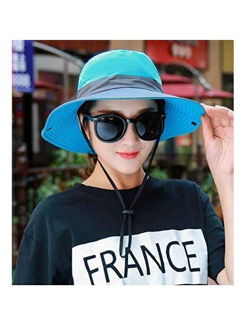 Bucket Hats Outdoor UPF 50+ UV Sun Protection Waterproof Breathable Wide Brim Bucket Sun Hat for Men/Women - Blue - C518OA8NE...