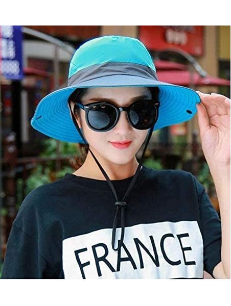 Bucket Hats Outdoor UPF 50+ UV Sun Protection Waterproof Breathable Wide Brim Bucket Sun Hat for Men/Women - Blue - C518OA8NE...