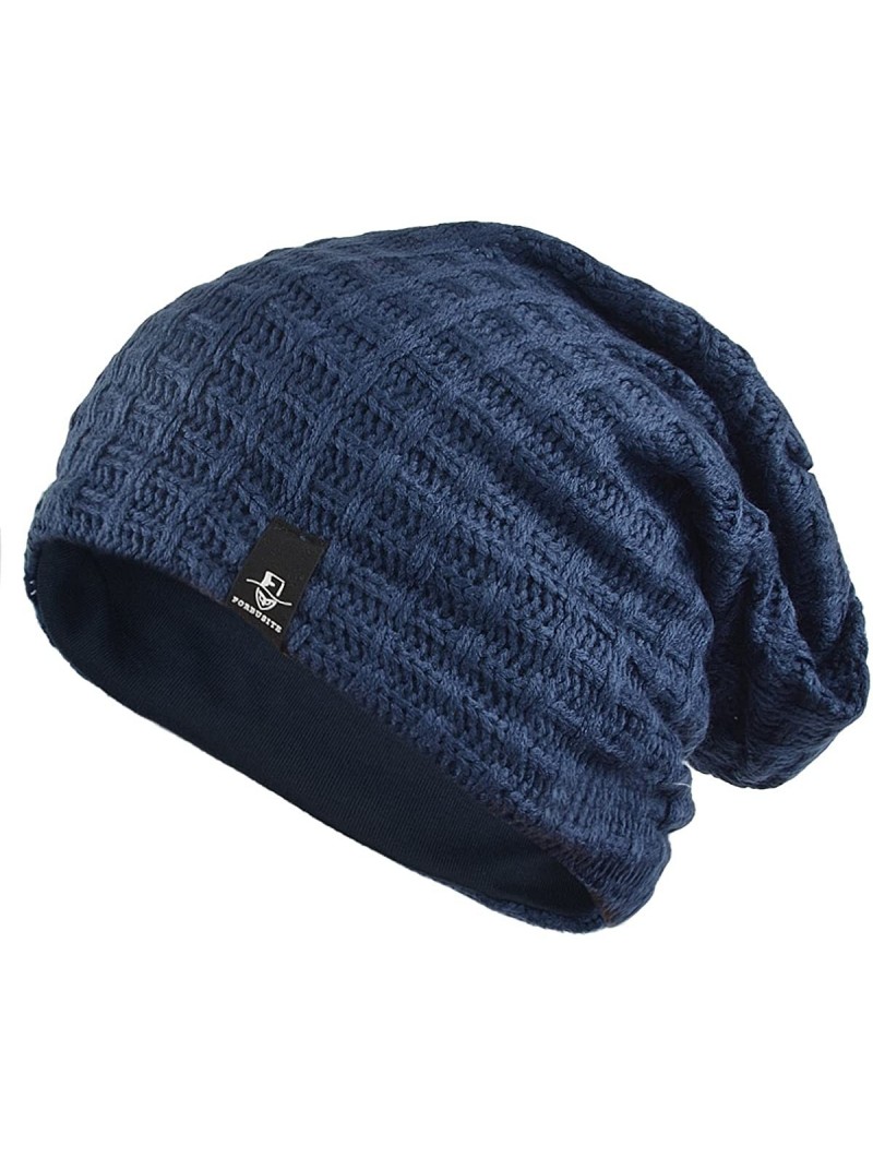 Skullies & Beanies Slouch Beanie Hats for Men Winter Summer Oversized Baggy Skull Cap - Navy Blue - C512O1CHEKJ $15.00