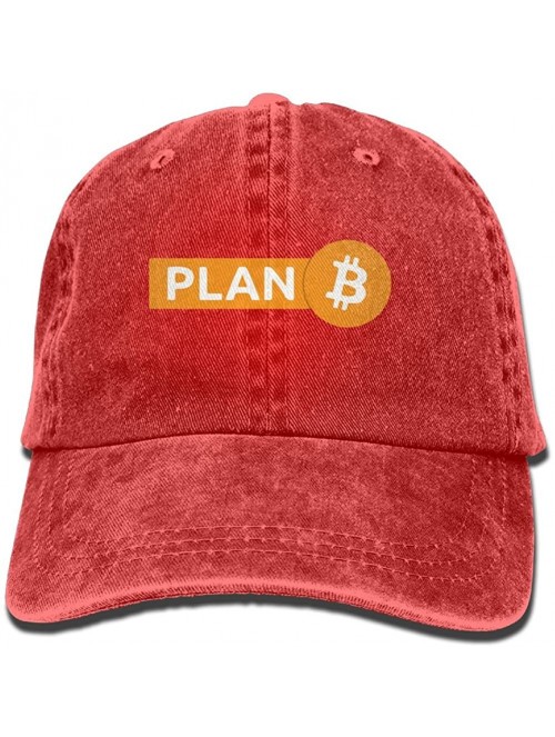 Baseball Caps Men Women Adjustable Denim Jeans Baseball Caps Bitcoin - Plan B Dad Hat - Red - C418IDWSC9Z $18.43