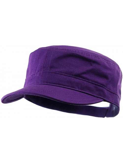 Baseball Caps Fashionable Solid Color Unisex Adjustable Strap Cadet Cap- Dark Purple - CO121NFIXLP $12.67