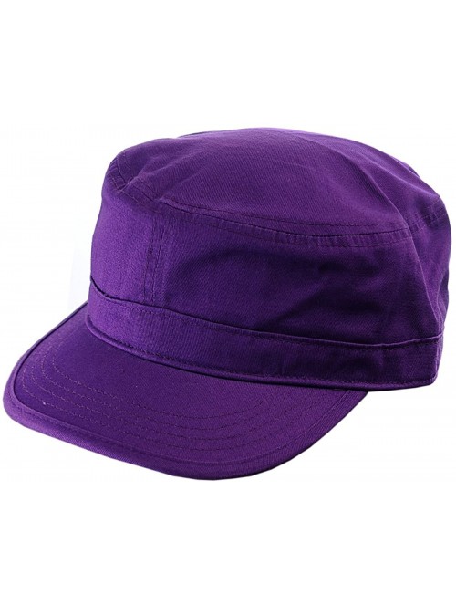 Baseball Caps Fashionable Solid Color Unisex Adjustable Strap Cadet Cap- Dark Purple - CO121NFIXLP $12.67