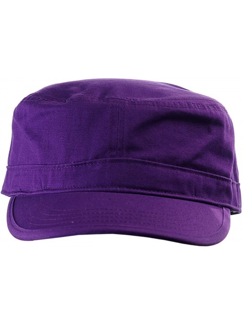 Baseball Caps Fashionable Solid Color Unisex Adjustable Strap Cadet Cap- Dark Purple - CO121NFIXLP $12.67