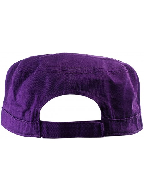 Baseball Caps Fashionable Solid Color Unisex Adjustable Strap Cadet Cap- Dark Purple - CO121NFIXLP $12.67