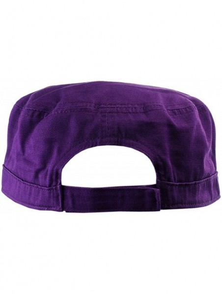 Baseball Caps Fashionable Solid Color Unisex Adjustable Strap Cadet Cap- Dark Purple - CO121NFIXLP $12.67