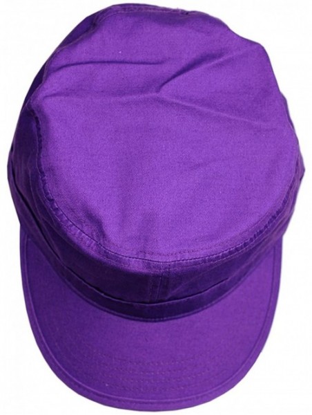 Baseball Caps Fashionable Solid Color Unisex Adjustable Strap Cadet Cap- Dark Purple - CO121NFIXLP $12.67