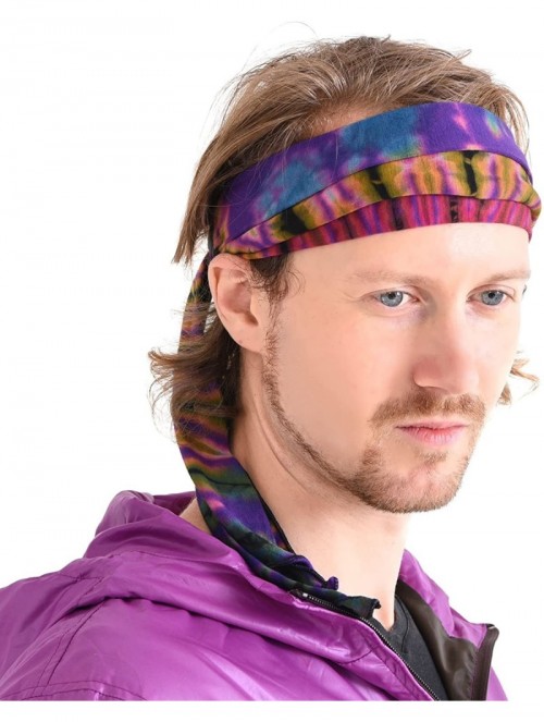 Headbands Tie-Dye Headband Bandana Boho Hippie Retro Flower Psychedelic 60's - B - C1186ZZKRWX $16.10