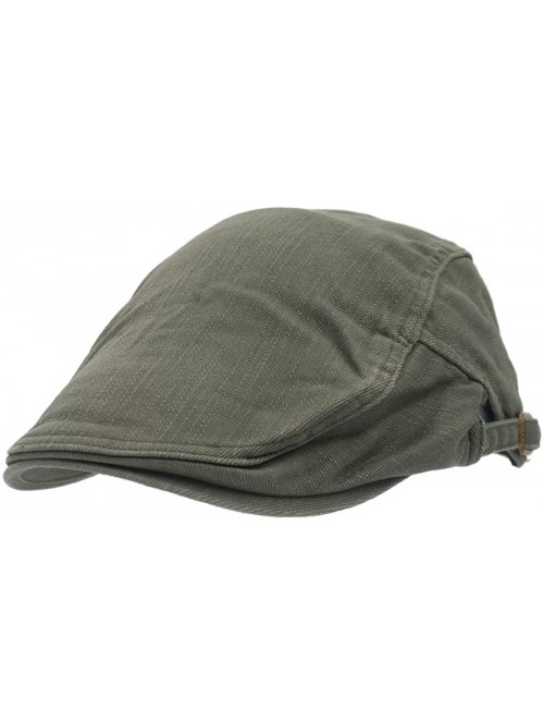 Newsboy Caps Solid Color Canvas Strap Newsboy Cap Driving Cabby Ivy Golf Beret Hat - Army Green - CA182E5IOOI $17.12