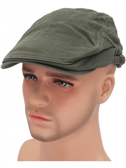 Newsboy Caps Solid Color Canvas Strap Newsboy Cap Driving Cabby Ivy Golf Beret Hat - Army Green - CA182E5IOOI $17.12