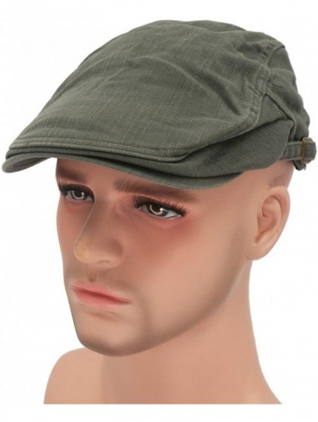 Newsboy Caps Solid Color Canvas Strap Newsboy Cap Driving Cabby Ivy Golf Beret Hat - Army Green - CA182E5IOOI $17.12