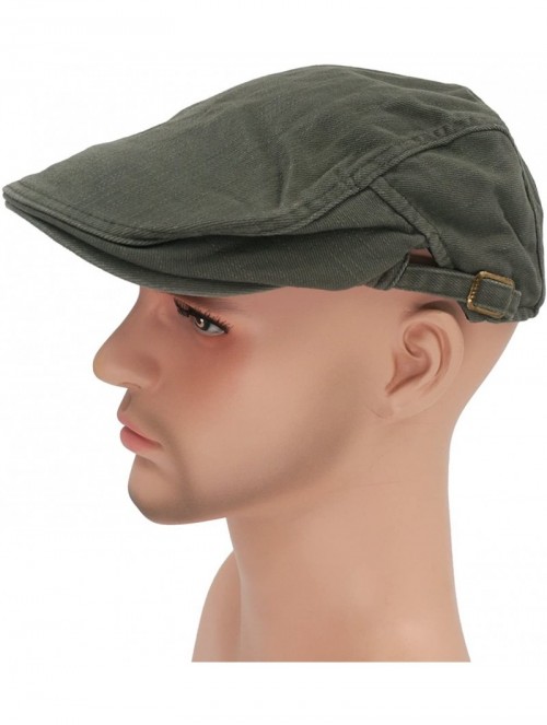 Newsboy Caps Solid Color Canvas Strap Newsboy Cap Driving Cabby Ivy Golf Beret Hat - Army Green - CA182E5IOOI $17.12