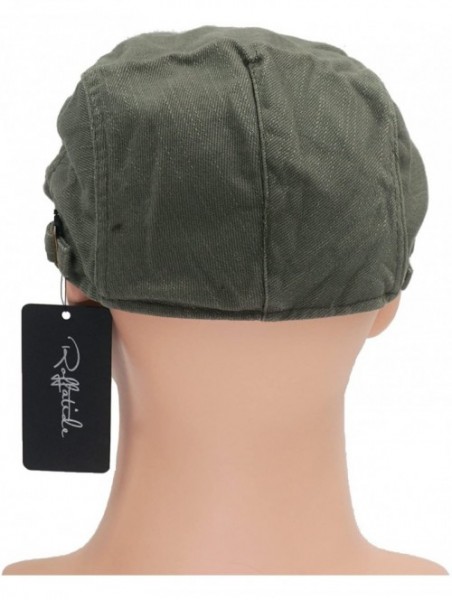 Newsboy Caps Solid Color Canvas Strap Newsboy Cap Driving Cabby Ivy Golf Beret Hat - Army Green - CA182E5IOOI $17.12