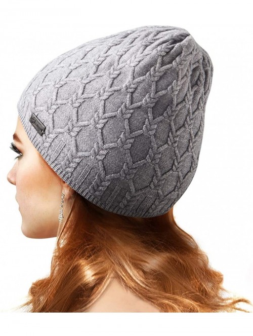 Skullies & Beanies Beanie for Small Head Adult or Teenagers Cable Knit Beanie Winter Hats for Women Skull Caps - Grey-diamond...