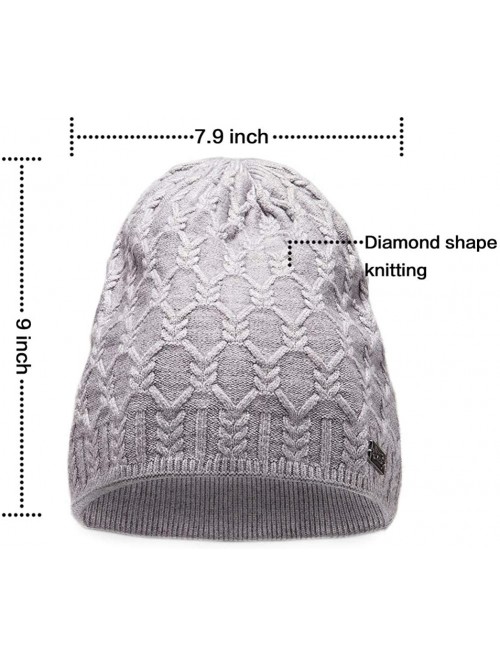 Skullies & Beanies Beanie for Small Head Adult or Teenagers Cable Knit Beanie Winter Hats for Women Skull Caps - Grey-diamond...