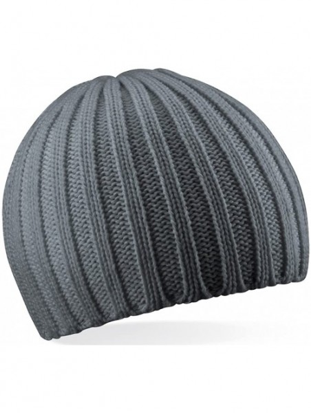 Skullies & Beanies Mens Chunky Knit Beany Ski Beanie Hat - Smoke Grey - CI1161KJR2R $10.34