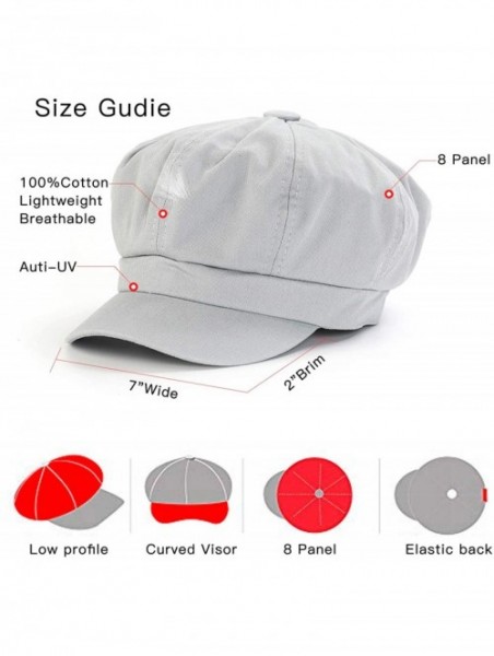 Newsboy Caps Summer Newsboy Cap Women 100% Cotton Plain Blank 8 Panel Gatsby Apple Cabbie Cap Hat - 04 Grey - CE18TRGSCAC $15.23