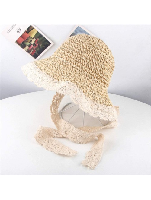 Sun Hats Parent-Child Style Adult Big Straw Hat Spring Summer Lace Stitching Tie Breathable Visor Straw Hat Beach Cap - C118Q...