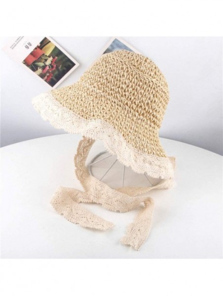 Sun Hats Parent-Child Style Adult Big Straw Hat Spring Summer Lace Stitching Tie Breathable Visor Straw Hat Beach Cap - C118Q...