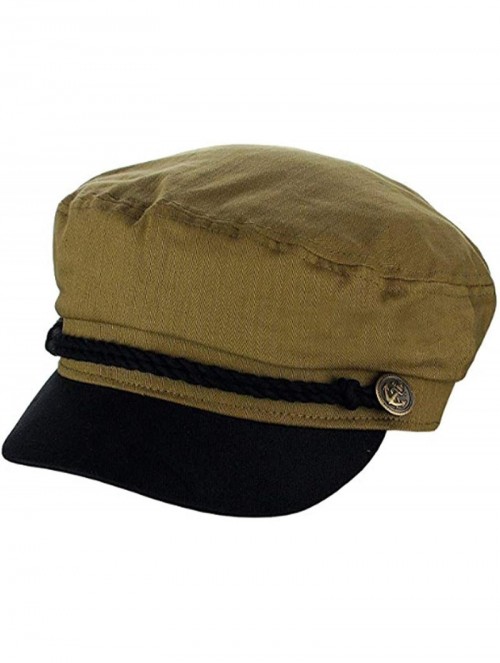 Newsboy Caps Men's Summer Cotton Greek Fisherman Sailor Fiddler Driver Hat Flat Cap - Olive/Black - CY18TDT7THM $24.93