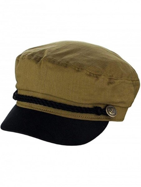 Newsboy Caps Men's Summer Cotton Greek Fisherman Sailor Fiddler Driver Hat Flat Cap - Olive/Black - CY18TDT7THM $24.93