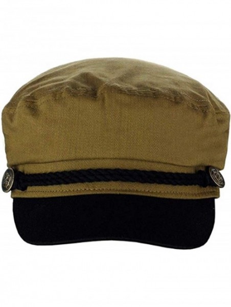 Newsboy Caps Men's Summer Cotton Greek Fisherman Sailor Fiddler Driver Hat Flat Cap - Olive/Black - CY18TDT7THM $24.93