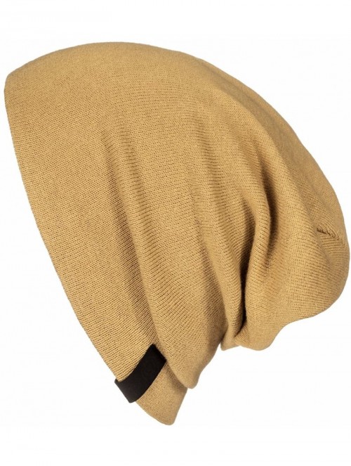 Skullies & Beanies Warm Slouchy Beanie Hat - Deliciously Soft Daily Beanie in Fine Knit - Sand - C918UUEQND5 $13.94