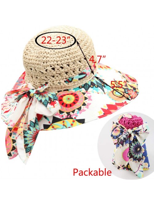 Sun Hats Sun Hat for Women Girls Large Wide Brim Straw Hats UV Protection Beach Packable Straw Caps - Flower B-rose - CL18RH4...