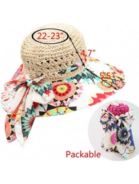 Sun Hats Sun Hat for Women Girls Large Wide Brim Straw Hats UV Protection Beach Packable Straw Caps - Flower B-rose - CL18RH4...