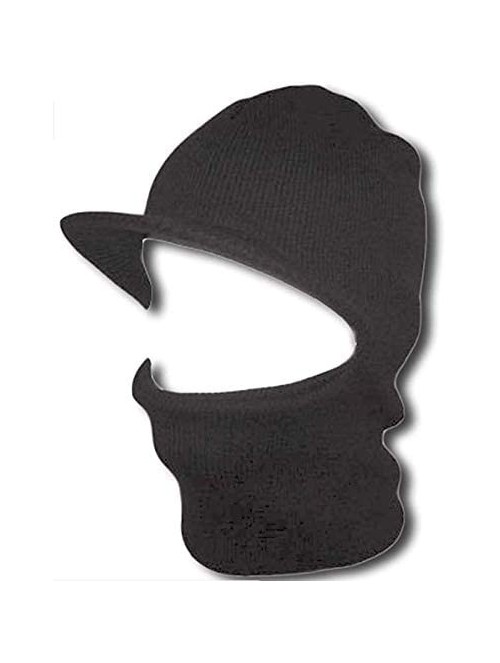 Balaclavas Black Knit One Hole Ski Face Mask with Visor Balaclava for Skiing Hunting Biking - CR17YLI4DQ0 $14.31