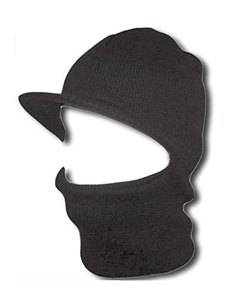 Balaclavas Black Knit One Hole Ski Face Mask with Visor Balaclava for Skiing Hunting Biking - CR17YLI4DQ0 $14.31