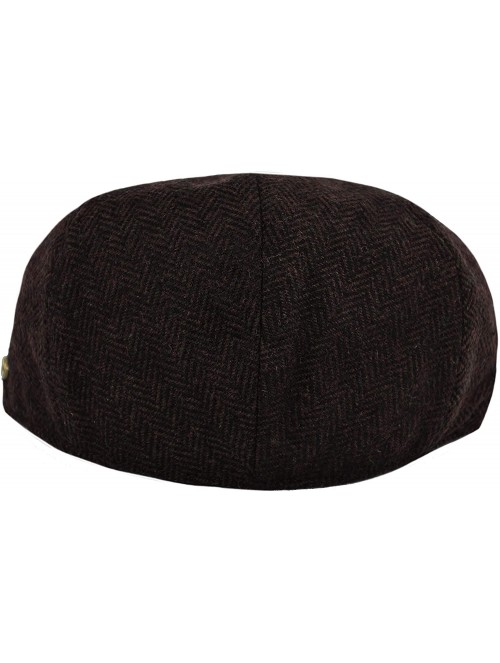 Newsboy Caps Classic Men's Flat Hat Wool Newsboy Herringbone Tweed Driving Cap - Iv1935-brown - CA18D0EO47G $15.96