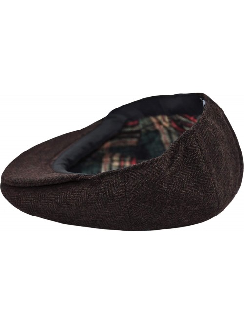 Newsboy Caps Classic Men's Flat Hat Wool Newsboy Herringbone Tweed Driving Cap - Iv1935-brown - CA18D0EO47G $15.96