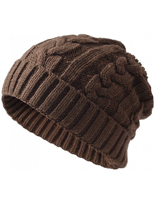Skullies & Beanies Cuff Beanie Hat for Winter Men Cable Knit Cap - Cable Hat-brown - C918KQZ57RQ $14.52