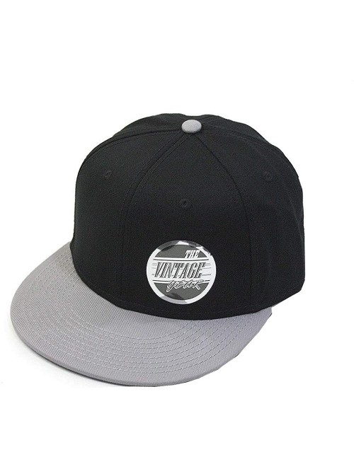 Baseball Caps Premium Plain Cotton Twill Adjustable Flat Bill Snapback Hats Baseball Caps - Gray/Black - CC12BIXI4P7 $14.75