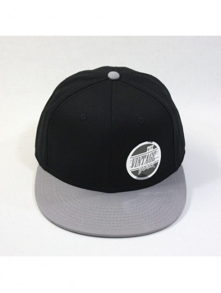 Baseball Caps Premium Plain Cotton Twill Adjustable Flat Bill Snapback Hats Baseball Caps - Gray/Black - CC12BIXI4P7 $14.75